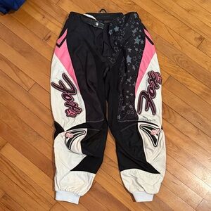 Fox  Black, Pink, and White Jogger Style motorcycle pants. Women’s small